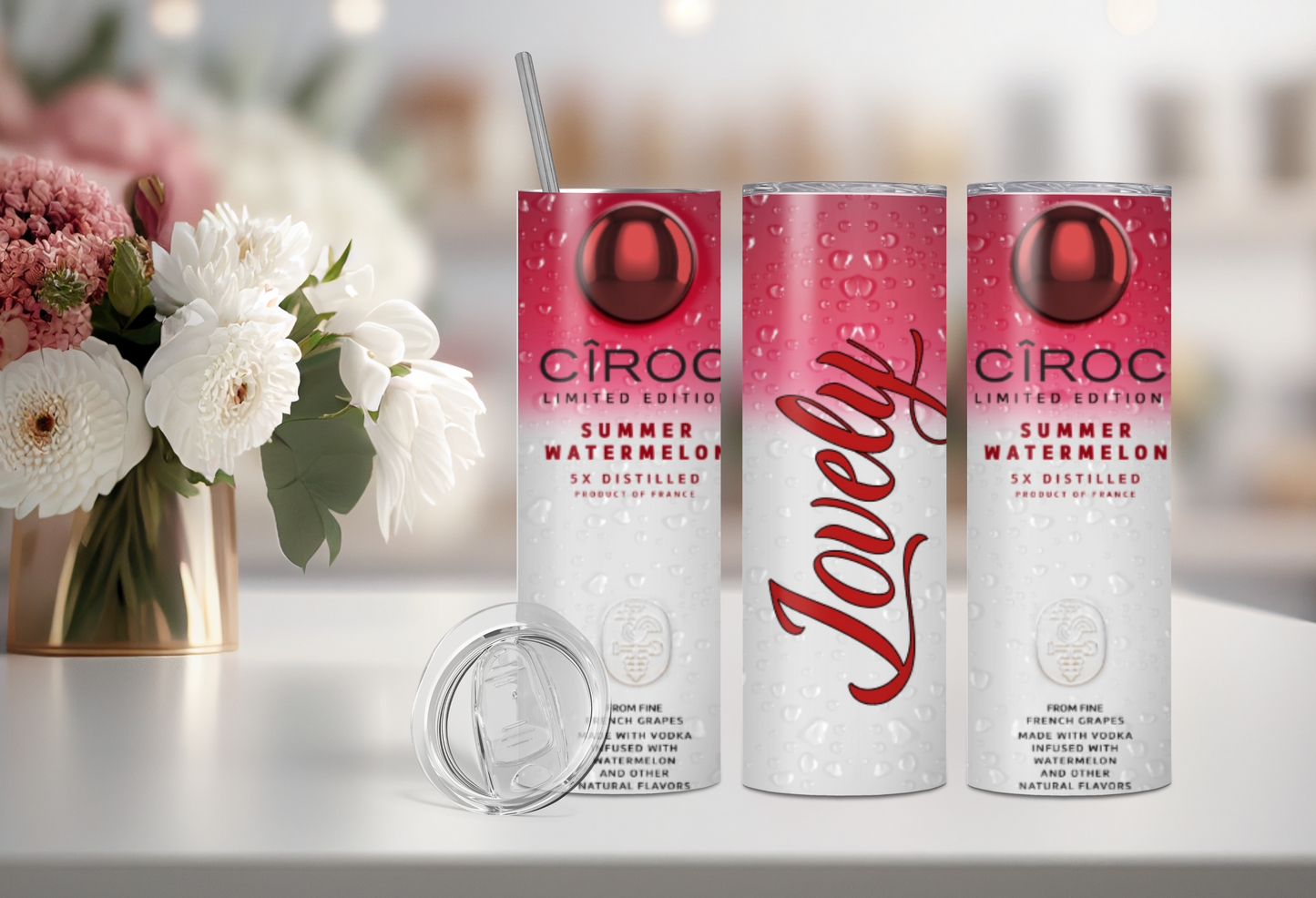 Personalized Ciroc Summer Watermelon 20 Oz Stainless Steel Tumbler