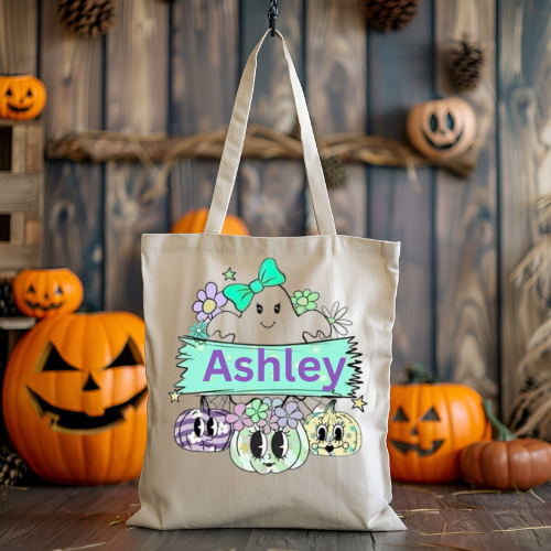 Personalized Kids Halloween Tote Bag