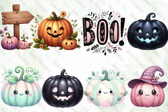 Pink Halloween Clipart Sublimation PNG Graphics