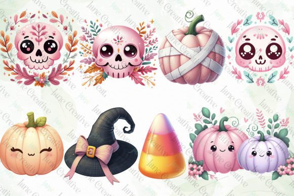 Pink Halloween Clipart Sublimation PNG Graphics