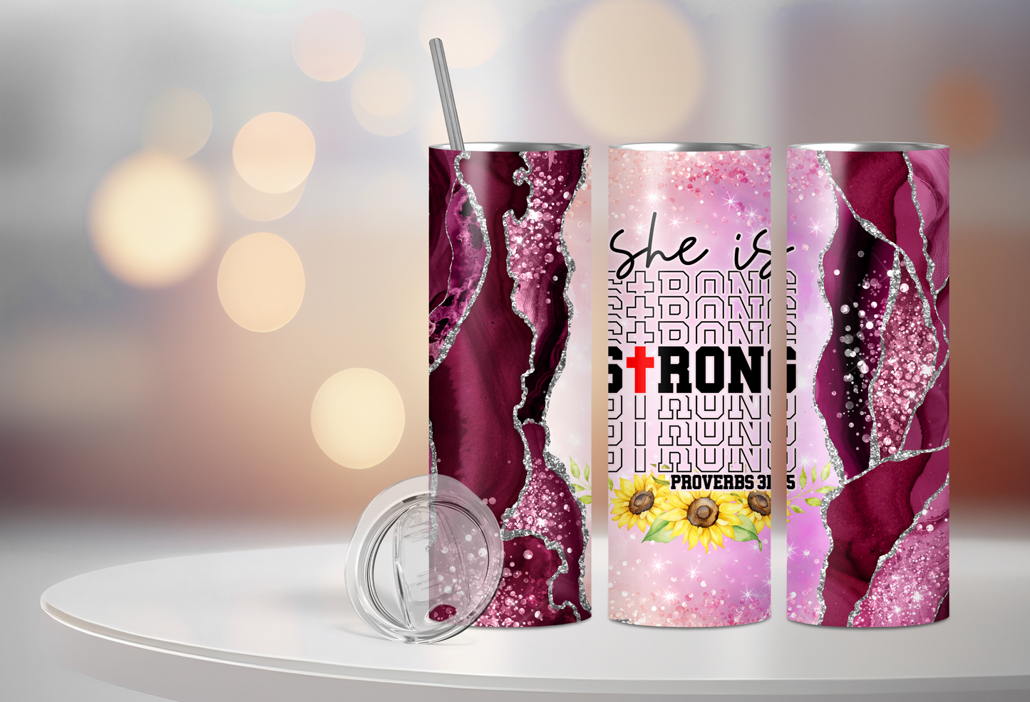 She Is Strong  20 Oz Stainless Steel Tumbler