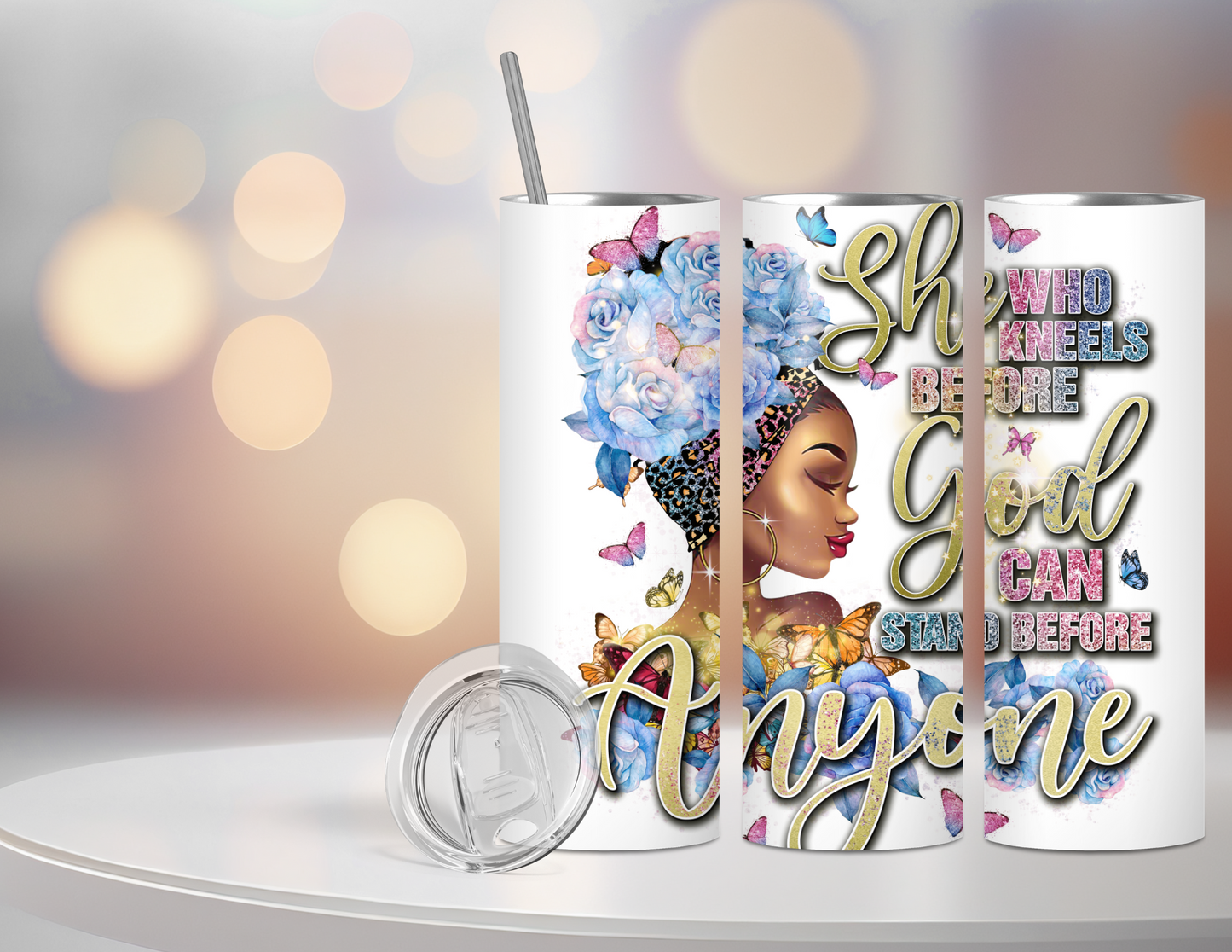 She Who Kneels Before God Inspirational Tumbler