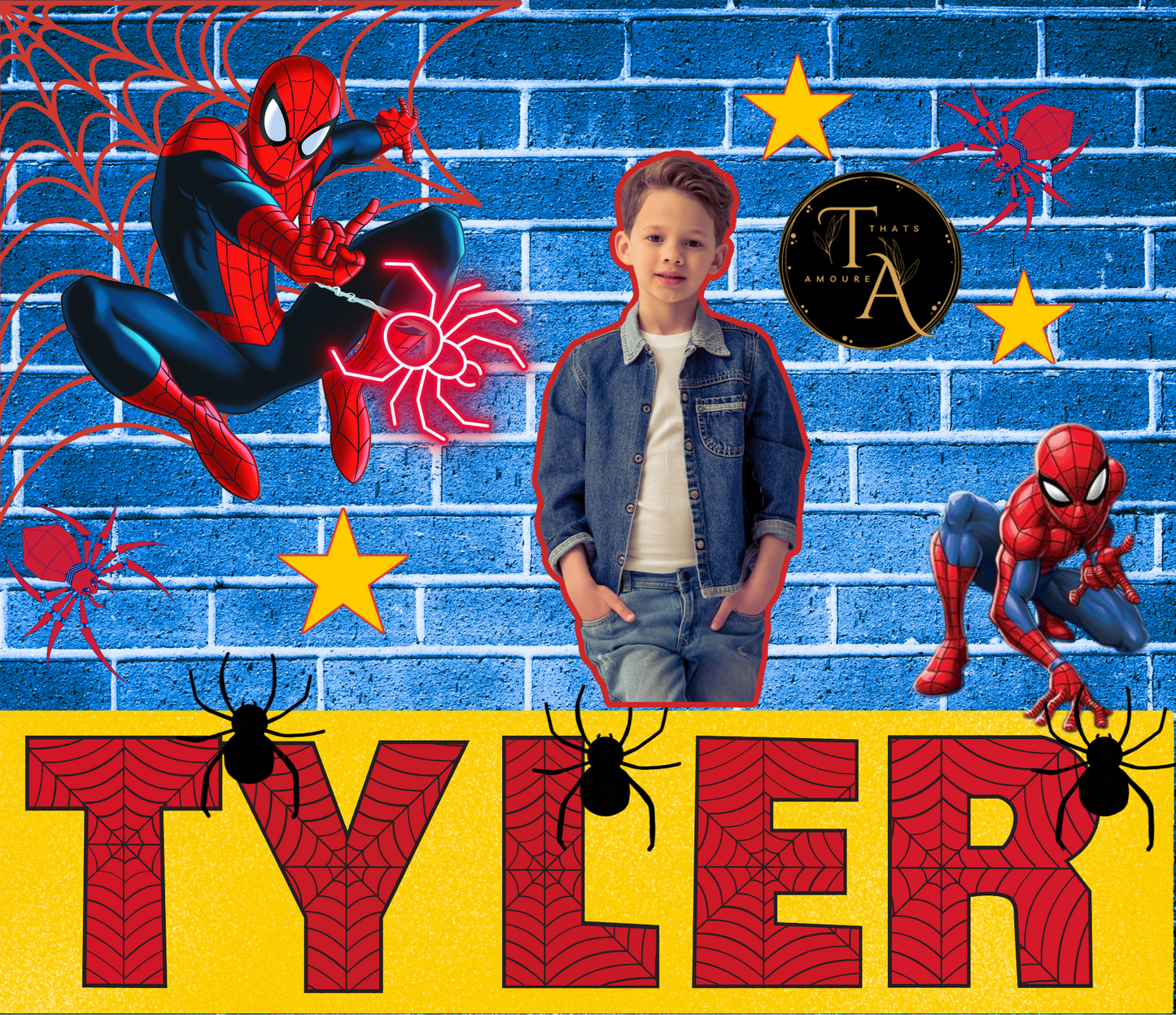 Spider Man 9.5" x 8.2" Editable Canva Template for 20 oz Tumblers