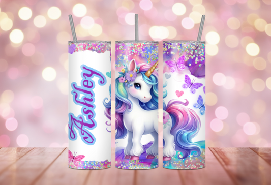 Girls 15 Oz Unicorn Personalized Tumbler with Name