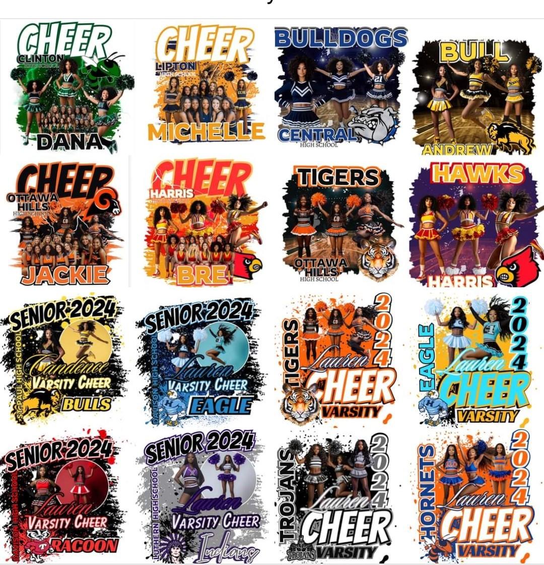 Cheerleader Editable Canva Designs For Sports Moms (16 editbale designs)