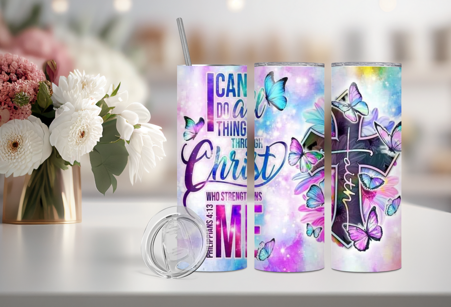 Personalized Religious "I Can Do All Things Through Christ Who Strengthens Me" Tumbler