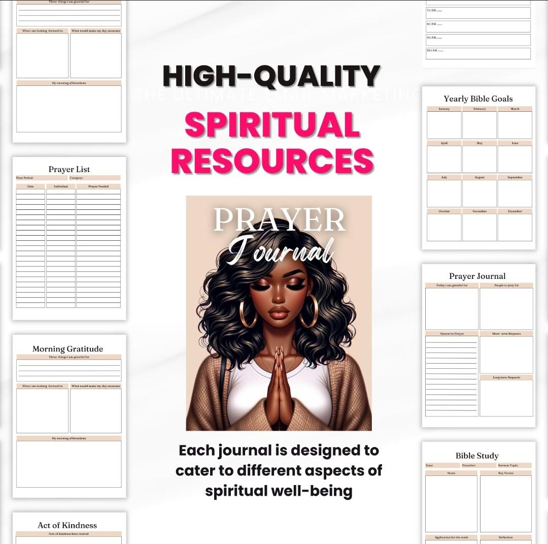 PLR MRR Prayer Journal & Prayer Planner Bundle | Bible Study | Ebook template Canva | Black Girl | African American Woman | Resell rights